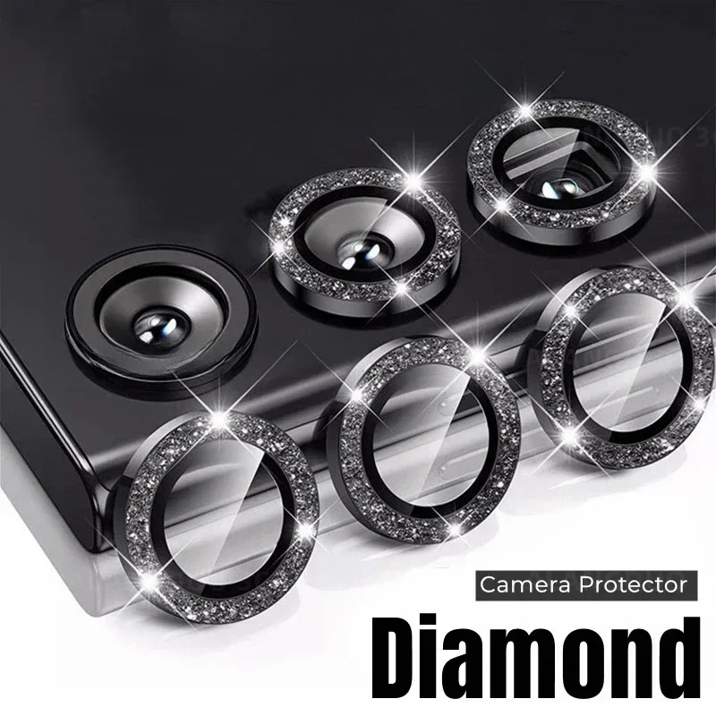 Tempered Glass Screen 9H - Pelindung Lensa Kamera Cincin Logam Berlian